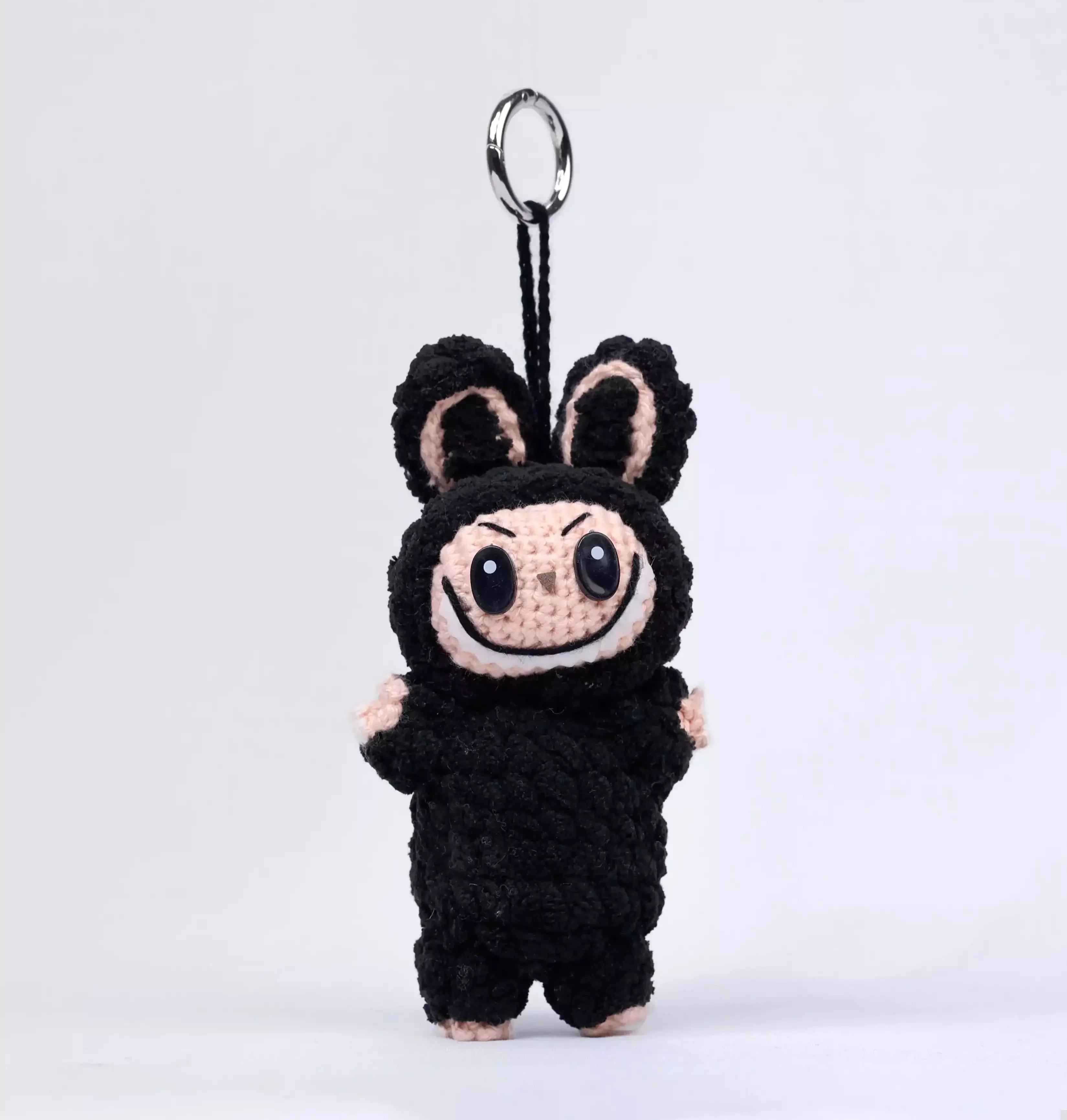 Crochet Labubu Doll - Pure Black