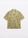 Olive Floral Cuban Collar Shirt — flat lay