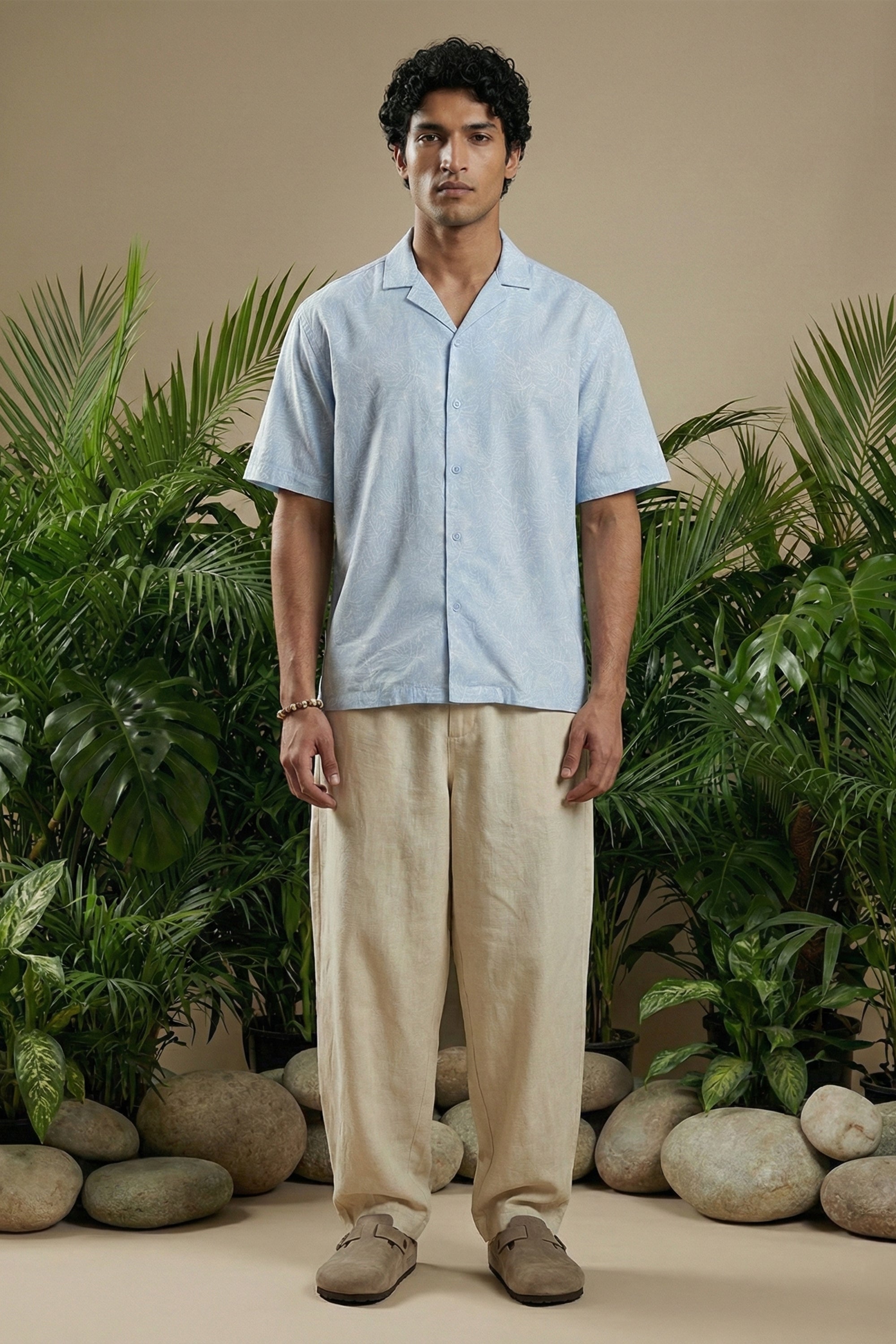 Sky Blue Cuban Collar Shirt