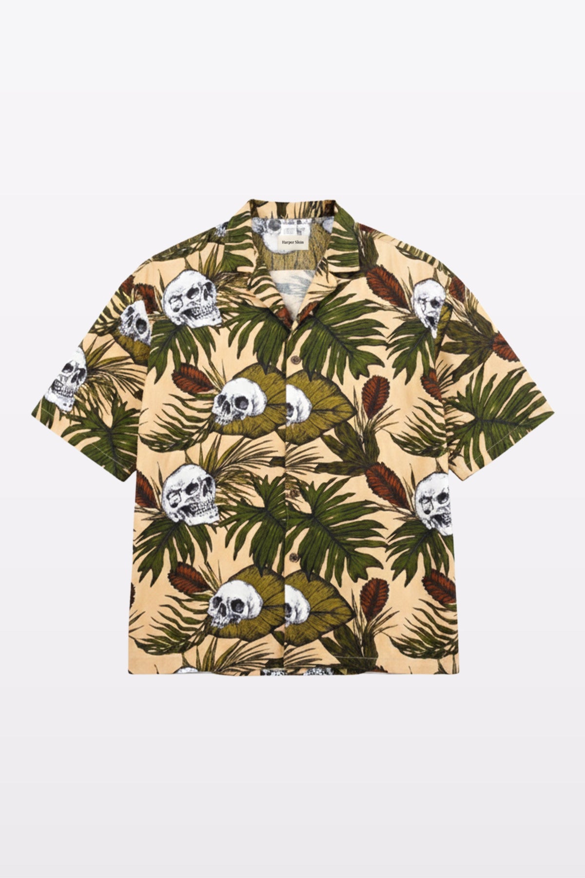 Tropical Skull Cuban Collar Shirt