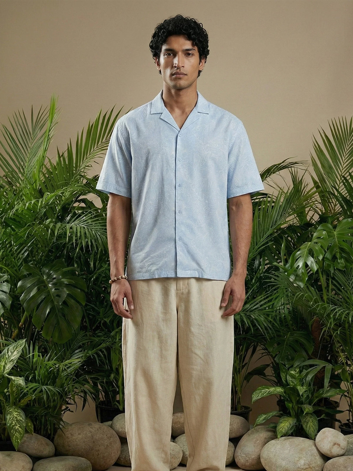 Sky Blue Cuban Collar Shirt — product photo