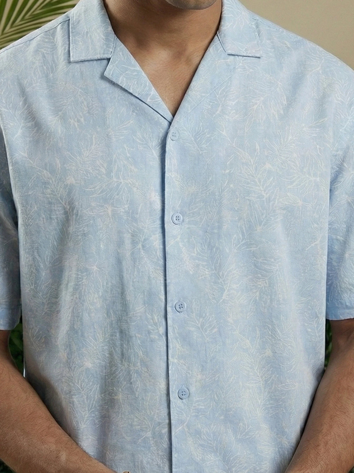 Sky Blue Cuban Collar Shirt — product photo