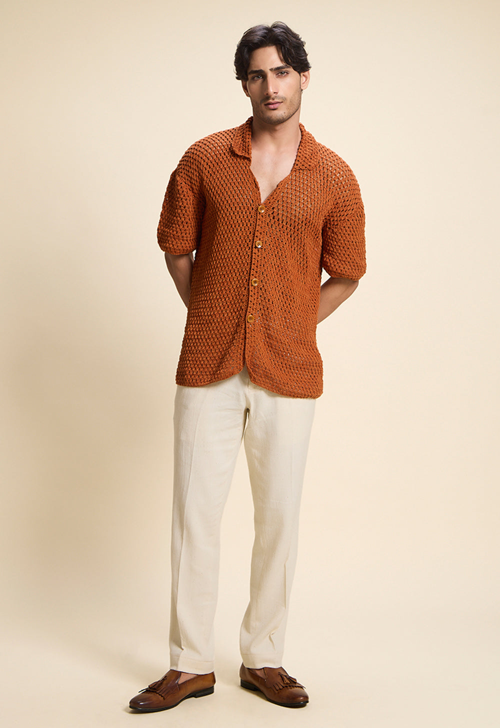 Tan Crochet Shirt