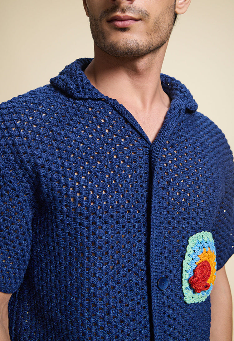 Pelican Blue Crochet Shirt