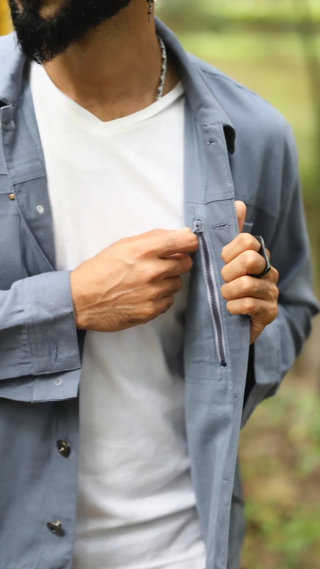 Men's Cotton Canvas Jacket - Sapphire Blue