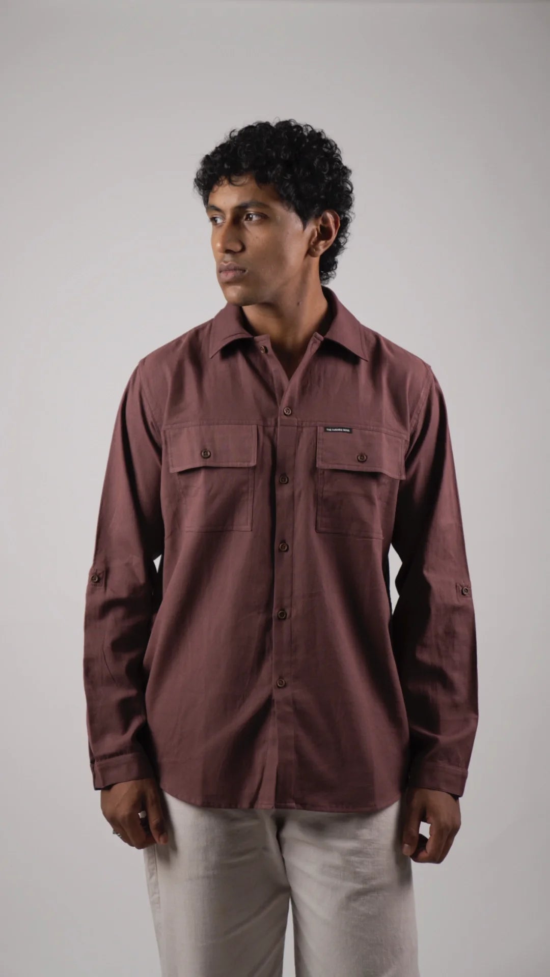 Men's Cotton Linen Full Shirt - Timber Brown