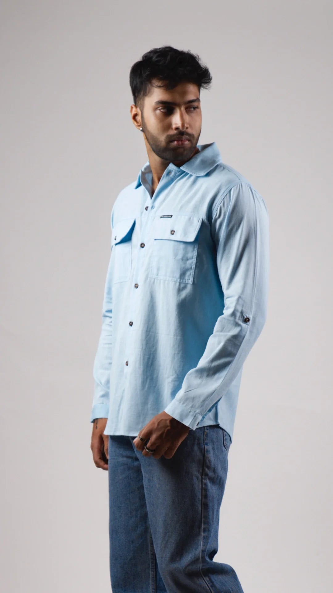 male model side view walking