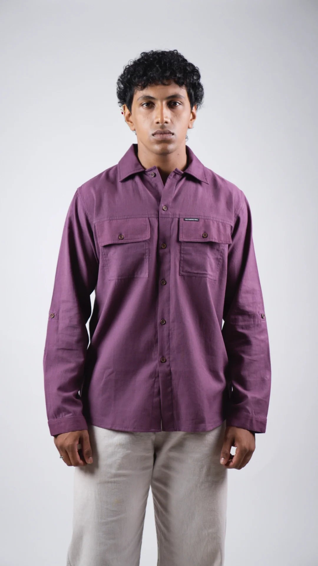 Men's Cotton Linen Full Shirt - Dusty Plum