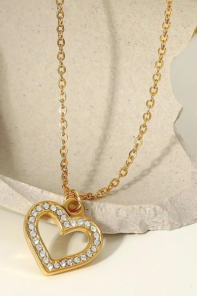 Crystals Heart Pendant Necklace