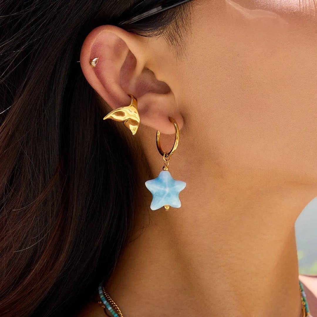Baby Blue Star Waterproof Earrings