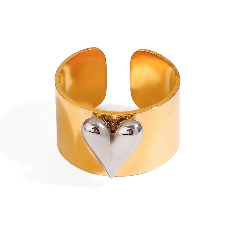 Heart Mixed Metal Waterproof Ring