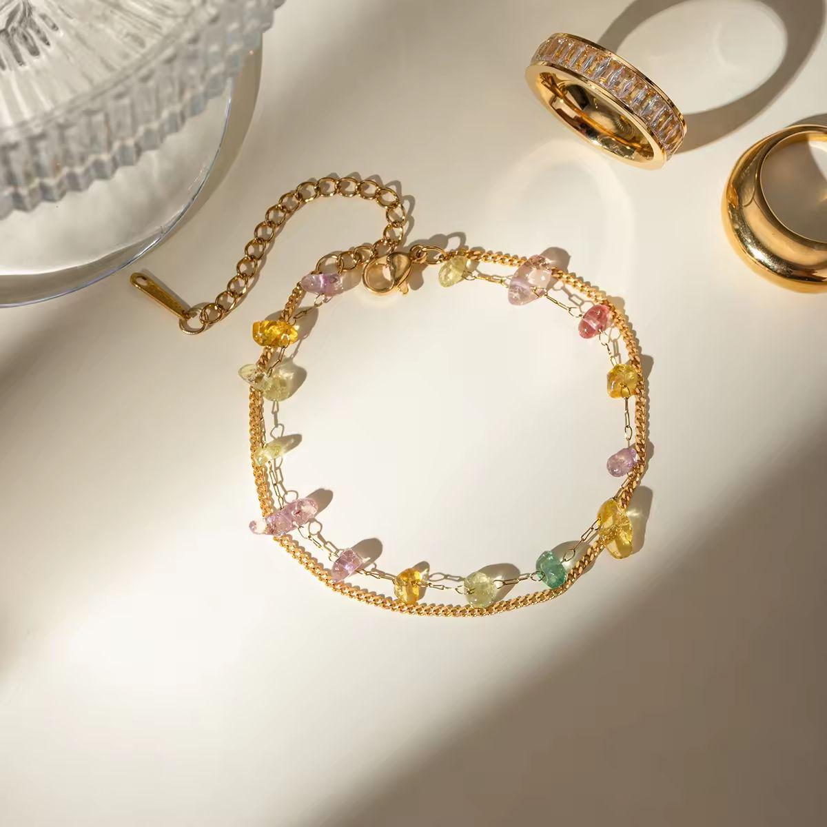 Multicolour Natural Stone Double Layered Bracelets