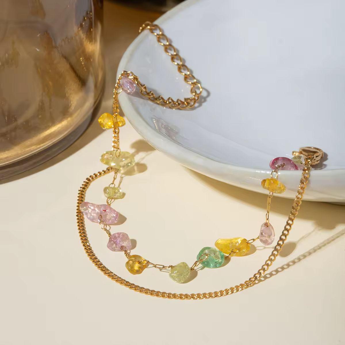 Multicolour Natural Stone Double Layered Bracelets