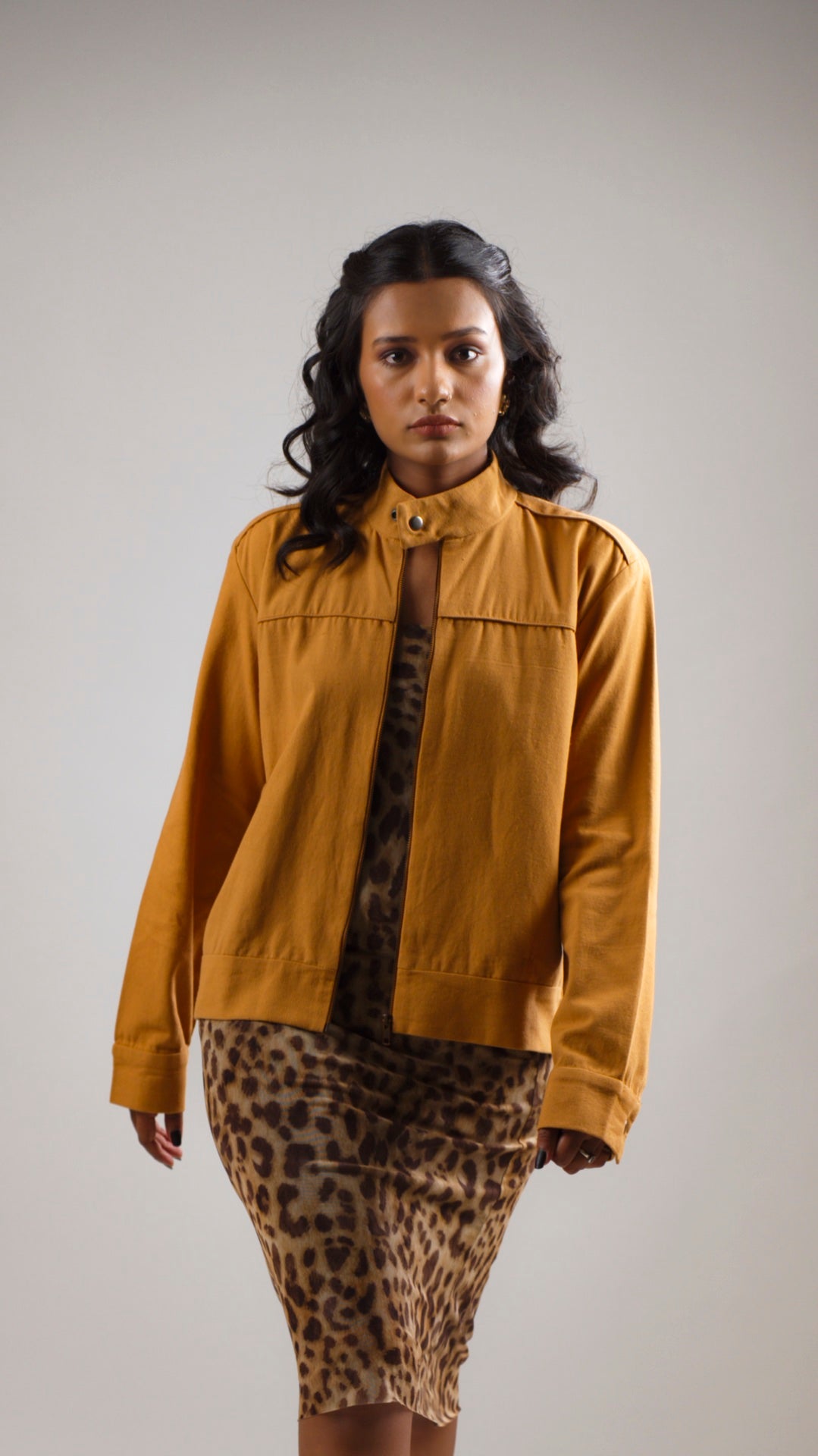 Women's Cotton Canvas Jacket - Caramel Tan