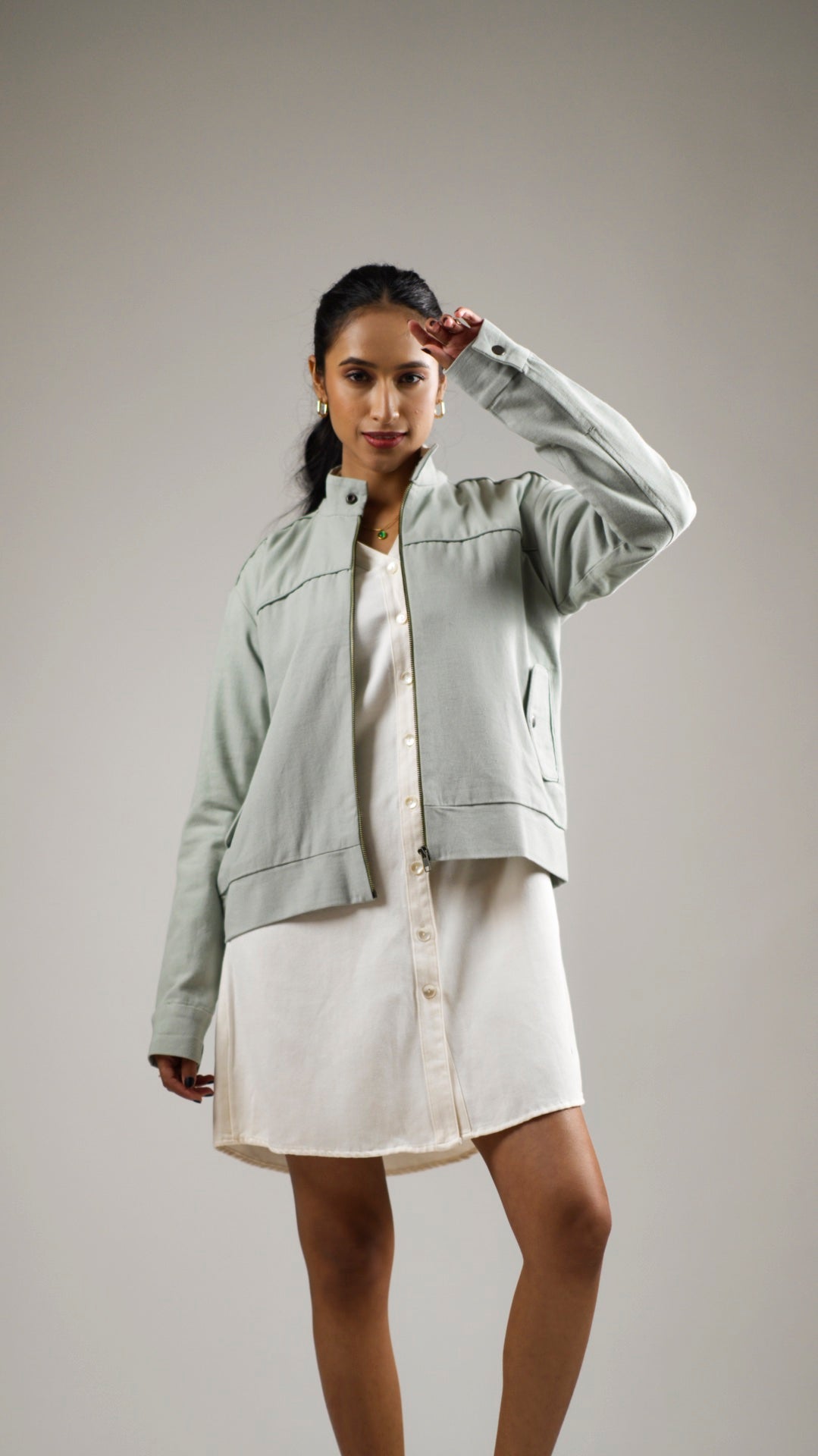 Women's Cotton Canvas Jacket - Olive Sage