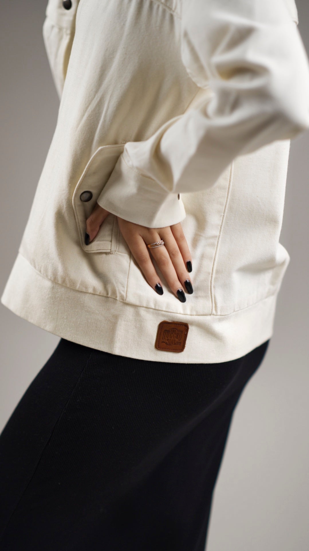 Women's Cotton Canvas Jacket - Vanilla Cream