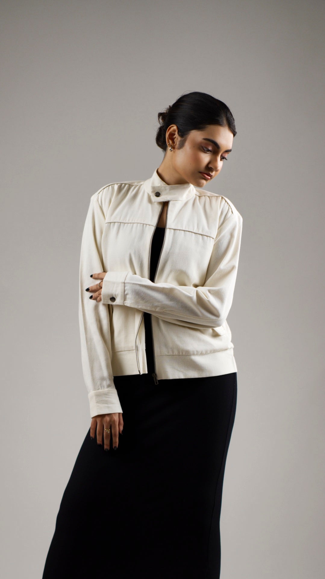 Women's Cotton Canvas Jacket - Vanilla Cream